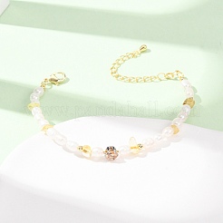Natural Lemon Quartz(Heated) Chip and Rice Natural Pearl Beaded Bracelets&nbsp;GG-CBA3297-13G-B