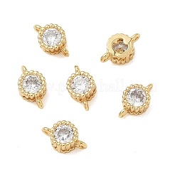 SHEGRACE Brass Pave Clear Cubic Zirconia Flat Round Connector Charms&nbsp;XGRQ3D618-499G
