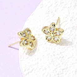 Valentine's Day Brass Micro Pave Clear Cubic Zirconia Stud Earrings&nbsp;EJEW-C186-22G-04