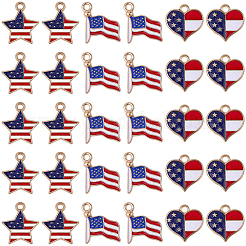 60Pcs 3 Styles Independence Day Alloy Enamel Pendants&nbsp;ENAM-BM0001-39