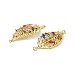 Brass Pave Colorful Cubic Zirconia Connector Charms&nbsp;KK-E068-VC017