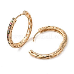 Brass Micro Pave Colorful Cubic Zirconia Hoop Earrings for Women&nbsp;EJEW-M238-22KCG