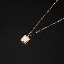 Natural Shell Square Pendant Necklace with Stainless Steel Chains&nbsp;TM4742-1