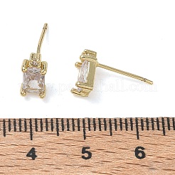 Brass Micro Pave Clear Cubic Zirconia Stud Earrings&nbsp;KK-CBA56EF-40G-04
