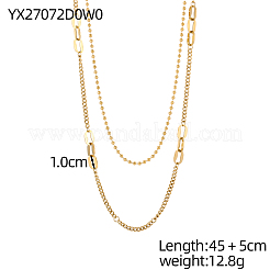 304 Stainless Steel Double Layer Necklaces&nbsp;STAS-OY007-66G