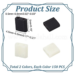 300Pcs 2 Colors 2-Hole Opaque Glass Seed Beads&nbsp;SEED-AR0001-30