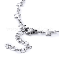 Non-Tarnish 304 Stainless Steel Star Link Chain Necklaces&nbsp;NJEW-JN02888-01