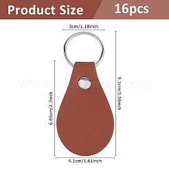 16Pcs Teardrop PU Leather Keychains&nbsp;KEYC-DC0001-47B