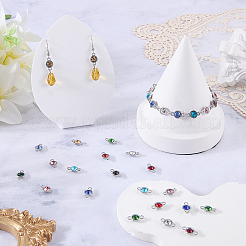 48Pcs 12 Colors Faceted Glass Flat Round Connector Charms&nbsp;FIND-SC0023-35