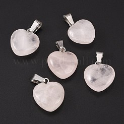 Heart Natural Rose Quartz Pendants&nbsp;G-Q371-07