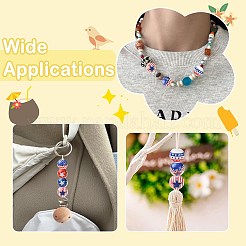 90Pcs 9 Styles Printed Wood European Beads&nbsp;WOOD-CJ0002-69