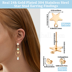 15 Pairs 304 Stainless Steel Stud Earring Findings&nbsp;STAS-BBC0010-24
