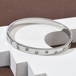304 Stainless Steel Cubic Zirconia Himged Bangles for Women&nbsp;BJEW-F506-01P