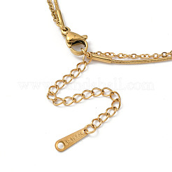 304 Stainless Steel Cable & Round Snake Chains Double Layer Necklace&nbsp;NJEW-Z028-03G