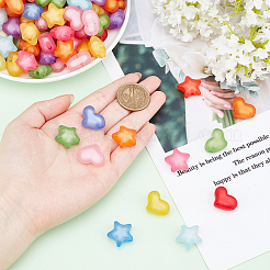 200Pcs 2 Style  Frosted and Transparent Acrylic Beads&nbsp;FACR-PH0001-03