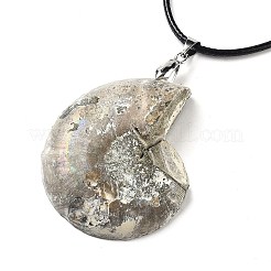Natural Conch Fossil Pendant Necklaces&nbsp;G-P552-01P