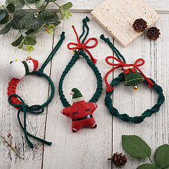 3Pcs 3 Style Christmas Theme Cotton Weave Pendant Decorations Sets&nbsp;HJEW-CF0001-12