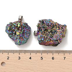 Electroplated Raw Rough Natural Druzy Agate Pendants&nbsp;G-H084-07P-04
