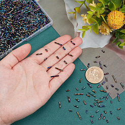 1600Pcs 4 Styles Glass Twisted Bugle Beads&nbsp;SEED-PH0002-09B