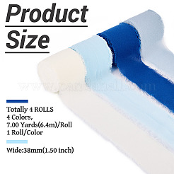 4 Rolls 4 Colors Frayed Polyester Ribbon&nbsp;OCOR-TA0002-87C