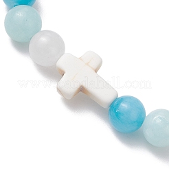 Natural Mashan Jade & White Jade Beaded Stretch Bracelets&nbsp;BJEW-JB11152