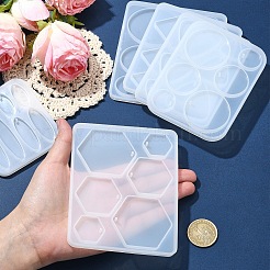 DIY Hexagon & Rhombus & Triangle & Oval Pendant Silicone Molds for DIY Earring Making&nbsp;DIY-YW0009-86
