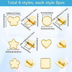48Pcs 8 Styles Alloy Slide Charms Cabochon Settings&nbsp;FIND-SC0016-55A-G