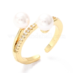 Brass Micro Pave Clear Cubic Zirconia Cuff Rings&nbsp;RJEW-F114-01G