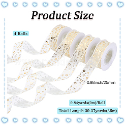 9M Hot Stamping Star Polyester Chiffon Ribbons&nbsp;OCOR-WH20018-11A