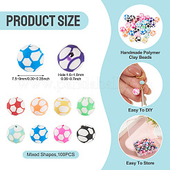 100Pcs Sports Theme Handmade Polymer Clay Beads&nbsp;CLAY-TA0002-16