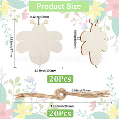 Wood Insect Pendant Decorations&nbsp;HJEW-WH20016-02A