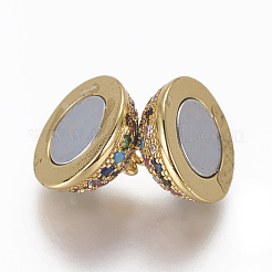 Brass Micro Pave Cubic Zirconia Magnetic Clasps with Loops&nbsp;ZIRC-L082-D-02