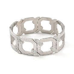 304 Stainless Steel Pave Crystal Rhinestone Hollow Out Hinged Bangles for Women&nbsp;BJEW-D044-09P