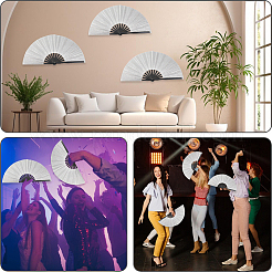 Glitter Plastic & Bamboo Folding Fan with Fan Bags&nbsp;AJEW-WH20042-47A