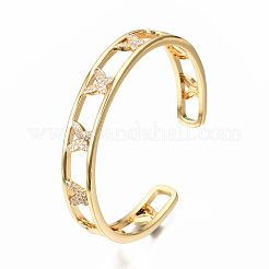 Brass Micro Pave Clear Cubic Zirconia Cuff Bangles&nbsp;BJEW-N302-001-NF