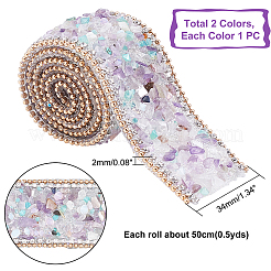 2Rolls 2 Colors Gemstone Chips Iron On Applique Metal Chain Sewing Accessories&nbsp;DIY-PH0002-24