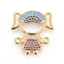 Brass Micro Pave Cubic Zirconia Links&nbsp;ZIRC-F093-49