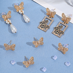 8Pcs Butterfly Brass Rhinestone Stud Earring Findings for Women&nbsp;EJEW-BBC0001-91