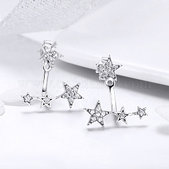 Anti-Tarnish Rhodium Plated 925 Sterling Silver Ear Studs&nbsp;HJEW-FF0012-22