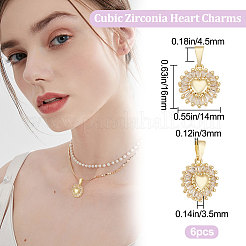 6Pcs Brass Micro Pave Clear Cubic Zirconia Pendants&nbsp;ZIRC-BBC0001-73