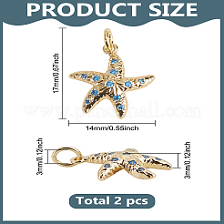 2Pcs Brass Micro Pave Grade AAA Cubic Zirconia Pendants&nbsp;ZIRC-LP0001-39