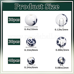 100Pcs Handmade Printed Porcelain Beads Sets&nbsp;PORC-SP0001-06A