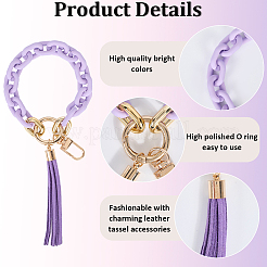 Acrylic & Zine Alloy & PU Pendant Decoration&nbsp;KEYC-WH0052-01C