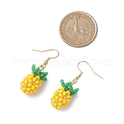 Pineapple Glass Seed Beads Dangle Earrings&nbsp;EJEW-MZ00648