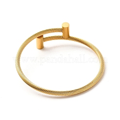 Ion Plating(IP) 304 Stainless Steel Twist Rope Open Cuff Bangle&nbsp;BJEW-P283-53A