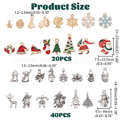 60Pcs Christmas Theme Alloy Pendant Sets&nbsp;FIND-HY0005-12