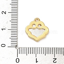 Brass Pave Natural White Shell Flower Charms&nbsp;KK-P301-01C-G
