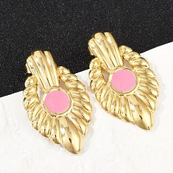304 Stainless Steel Enamel Stud Earrings for Women&nbsp;EJEW-U046-05G
