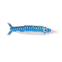 Copper Wired Glass Seed Beaded Pacific Saury Pendants&nbsp;PALLOY-MZ01105