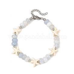 Natural Banded Agate & Gemstone Starfish Shape  Beaded Bracelets&nbsp;BJEW-JB14419